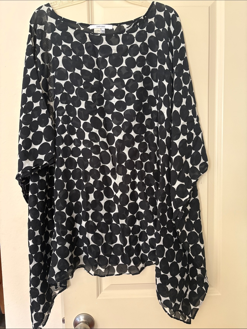 Zara Black and White Polka Dot Blouse